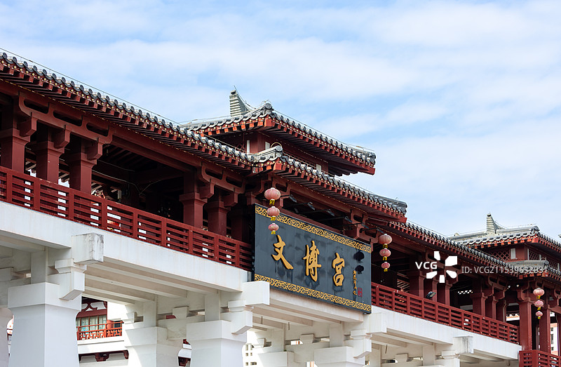 深圳仿古建筑文博宫门楼建筑局部图片素材