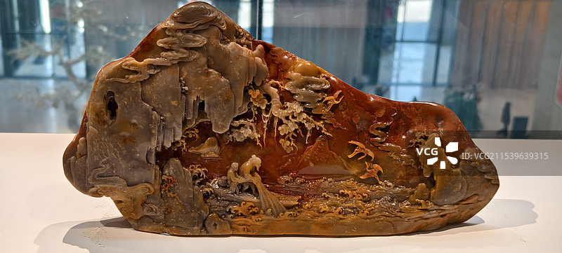 中国非遗传承～寿山石雕-捕鱼乐图片素材