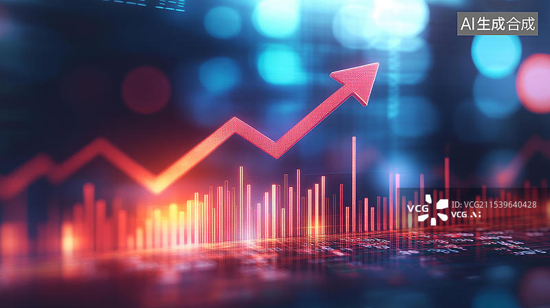 【AI数字艺术】向上趋势的金融图表图解图片素材