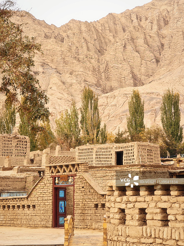 阴天昏暗光线下的吐鲁番农村图片素材