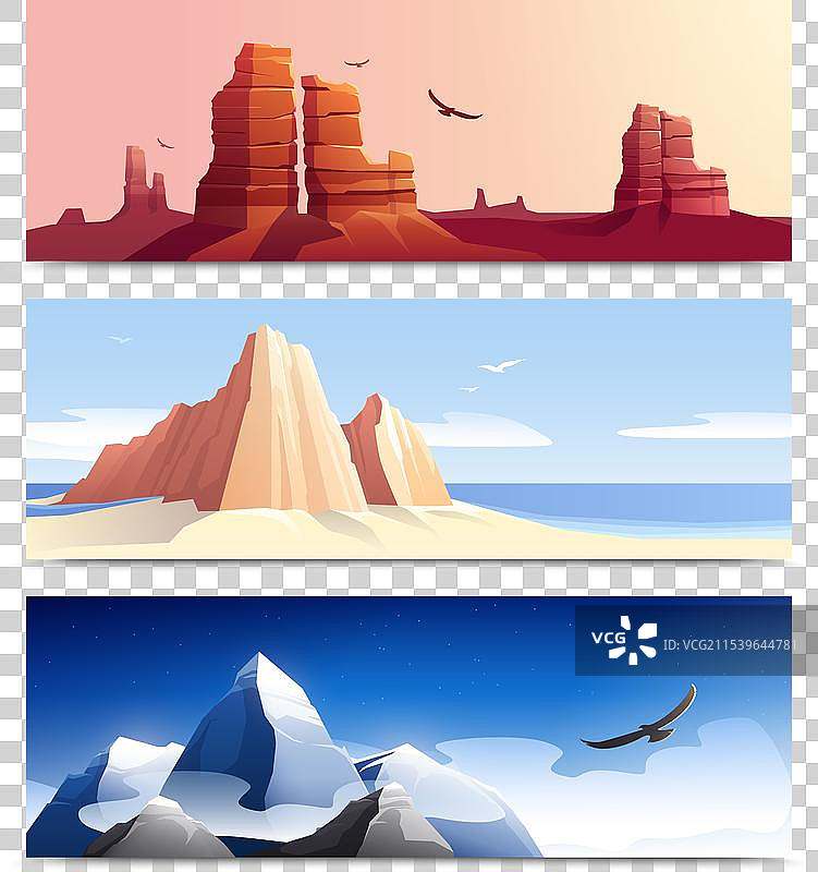 山脉横幅套装图片素材