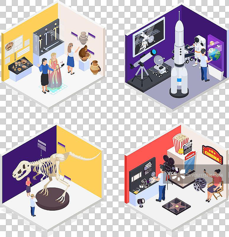 现代博物馆等距图集图片素材