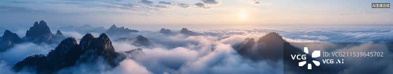 【AI数字艺术】日落时的天空景色全景图片素材