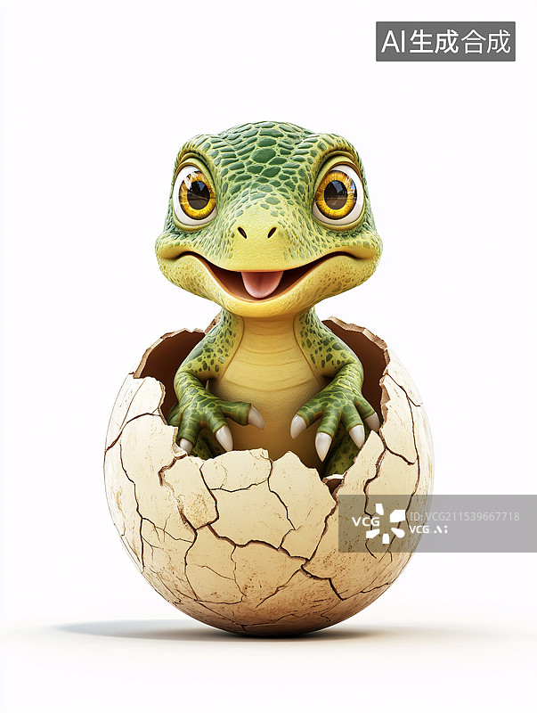 【AI数字艺术】破壳而出的小恐龙图片素材