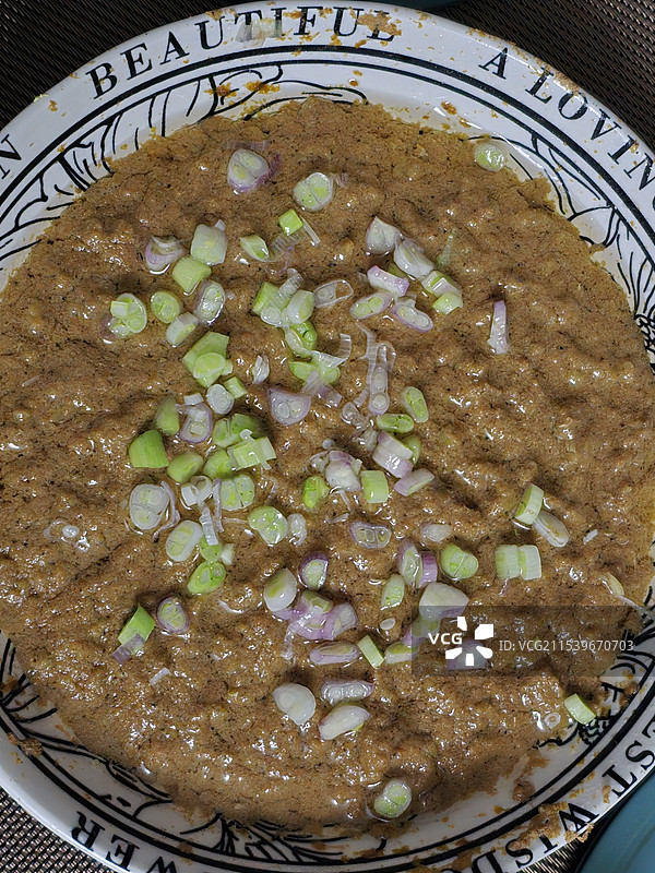 葱蒸虾籽图片素材