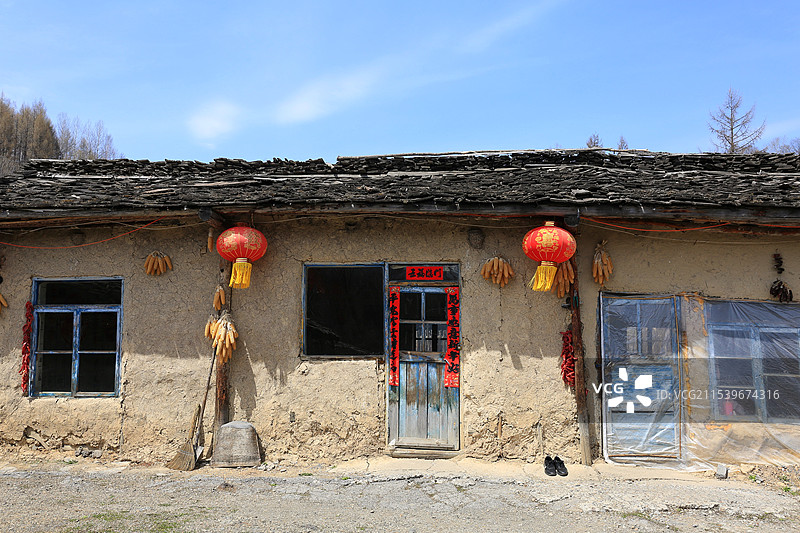 长白山锦江木屋村图片素材