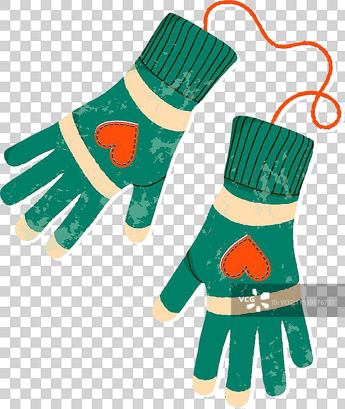 一对平面卡通风格的纹理手套图片素材