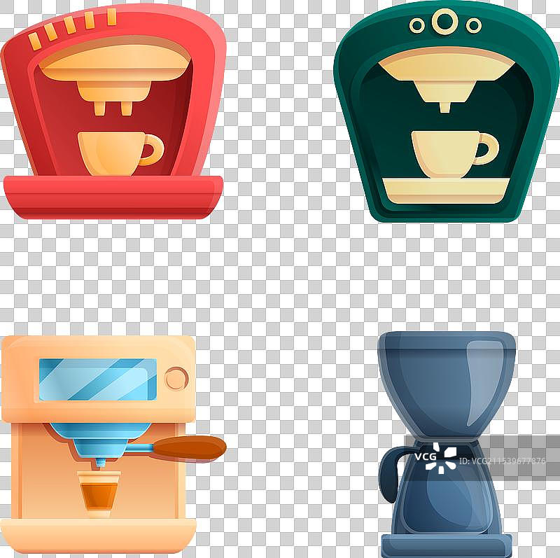 咖啡机图标集 卡通咖啡壶图片素材