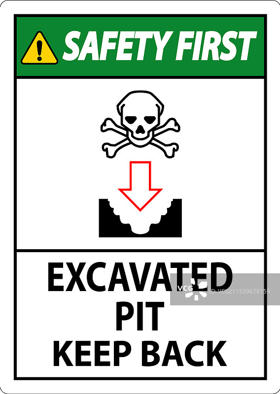 安全第一 挖掘坑标志 挖掘坑图片素材