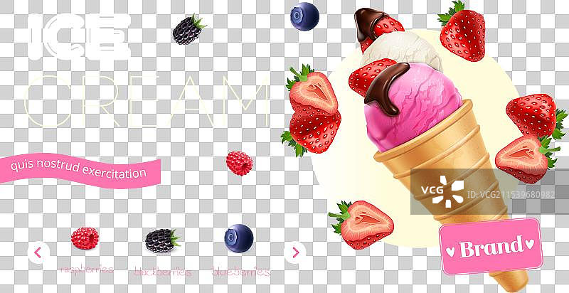 逼真的冰淇淋组合图片素材