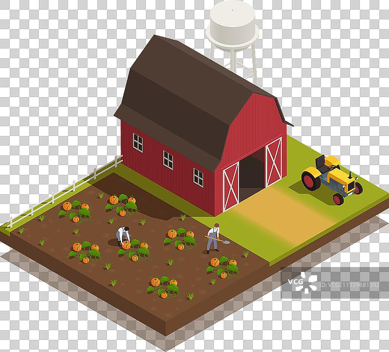 收获农场等距构图图片素材