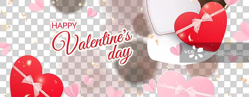 情人节心形图案的横向构图图片素材