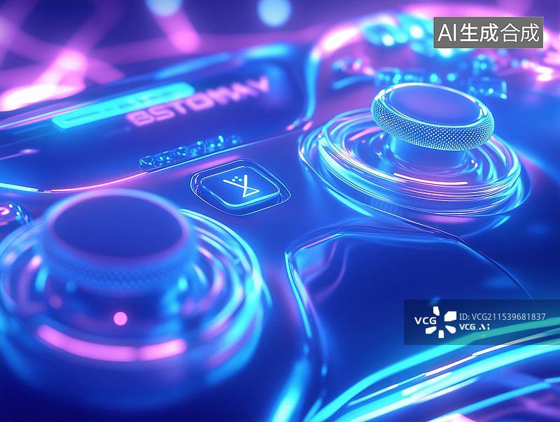 【AI数字艺术】赛博朋克游戏手柄图片素材