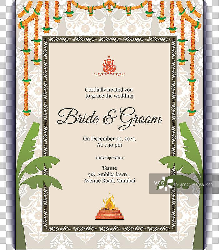 印度婚礼请柬设计 婚礼邀请函图片素材