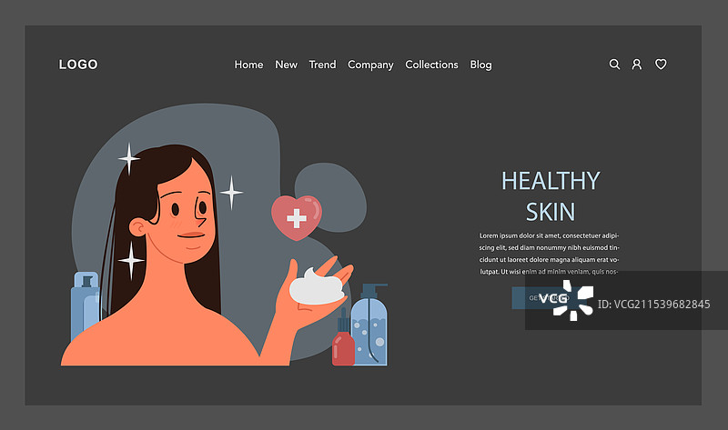 护肤程序网页横幅或着陆页（深色）图片素材