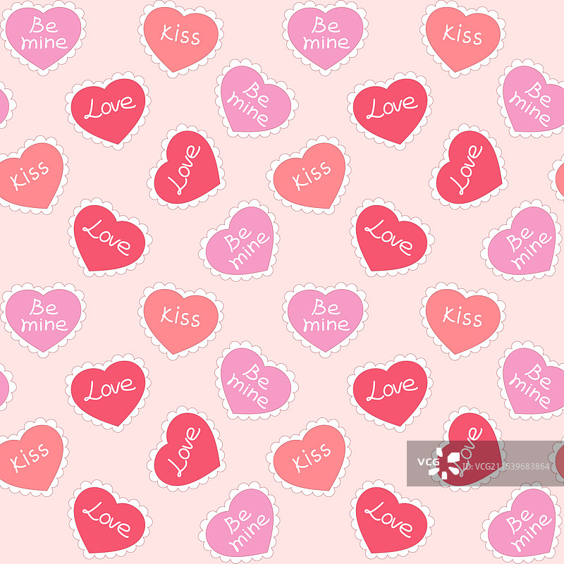 可爱的心形图案与粉色文字图片素材