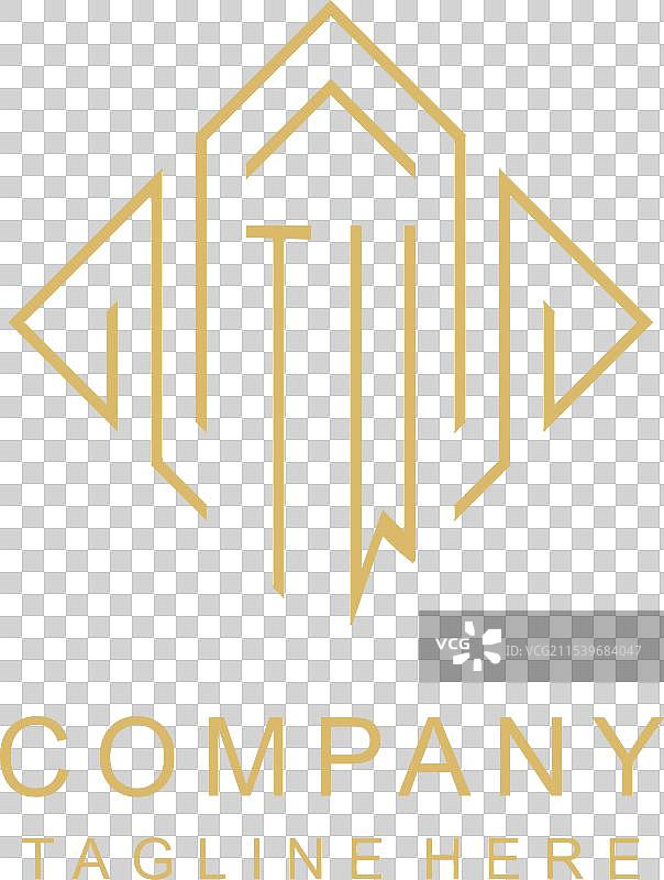 初始标志TW字母组合，菱形线条风格图片素材