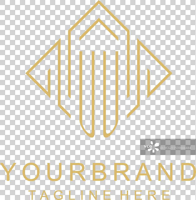 初始标志 uu 字母组合，菱形线条风格图片素材