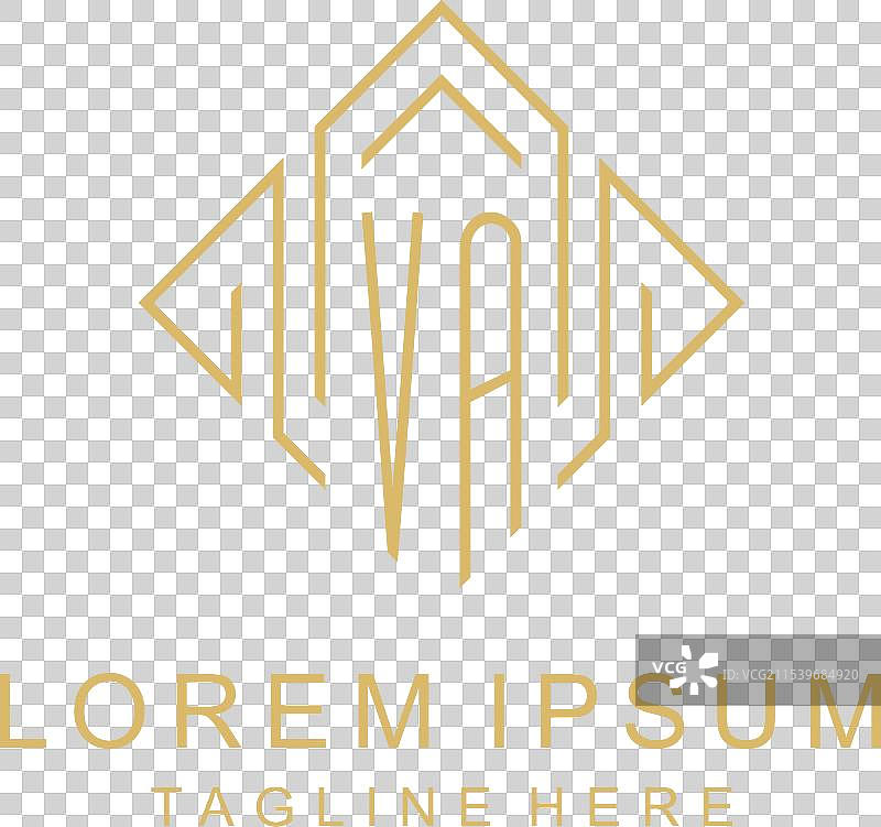 初始标志和菱形线条风格的字母组合图片素材