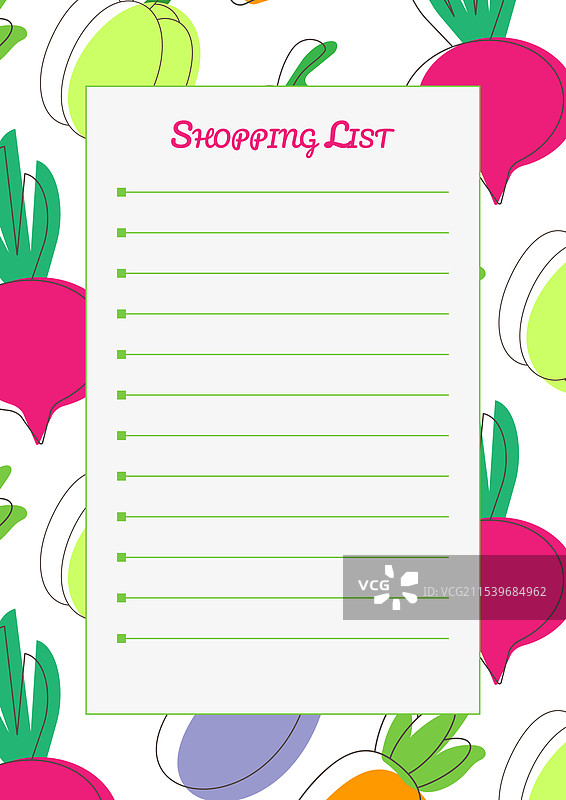 带有图案的购物清单模板图片素材