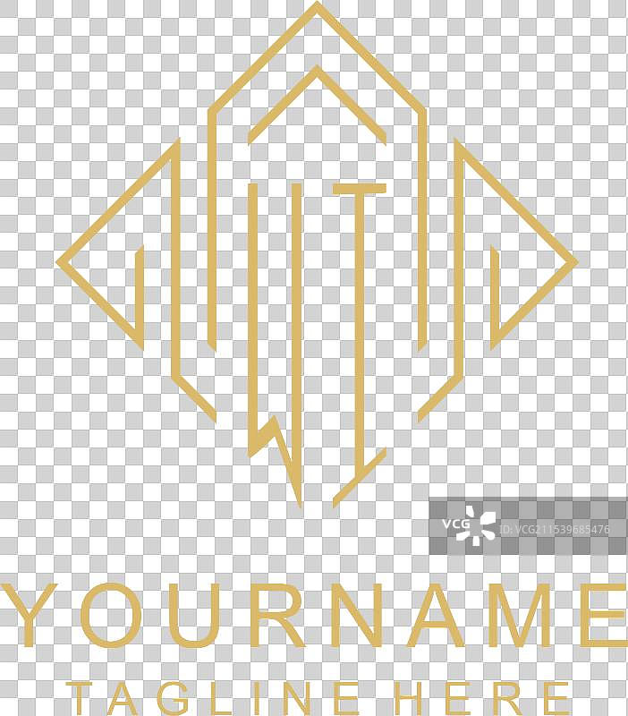 初始标志与菱形线条风格的字母组合图片素材