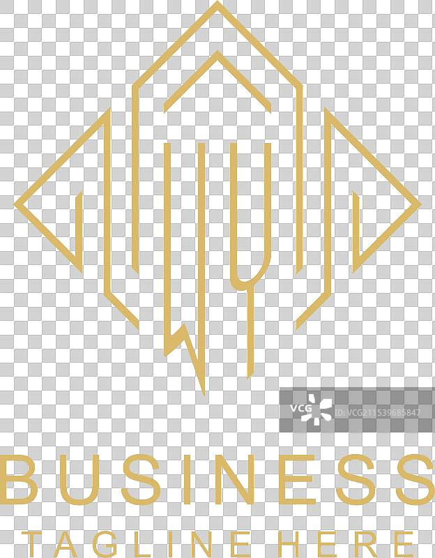 初始标志WY字母组合，菱形线条风格图片素材