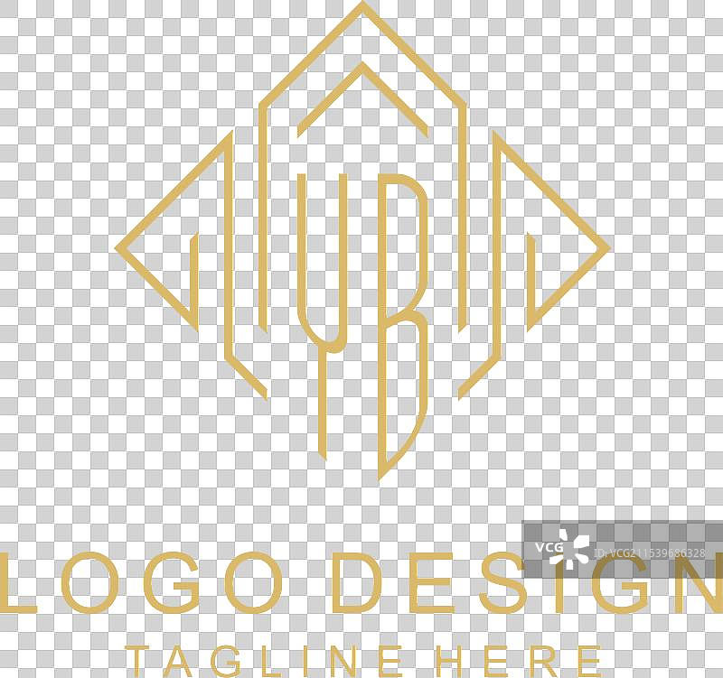 初始徽标 YB 字母组合，菱形线条风格图片素材