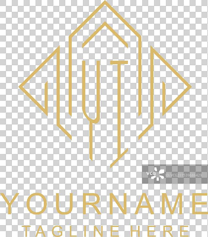 初始标志yi字母组合，菱形线条风格图片素材