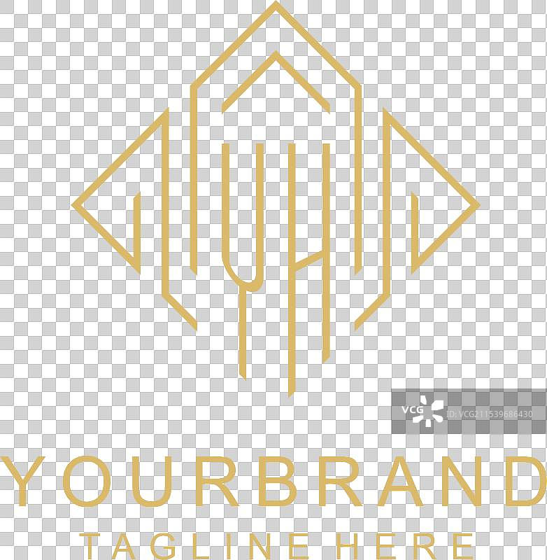 初始标志 yh 字母组合，菱形线条风格图片素材