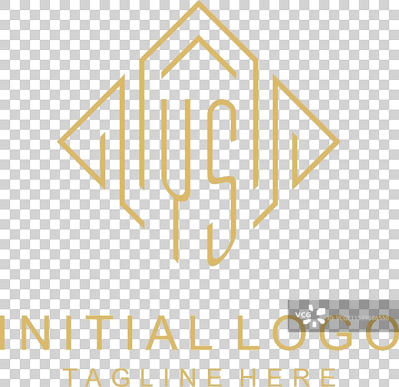 初始标志YS字母组合，菱形线条风格图片素材