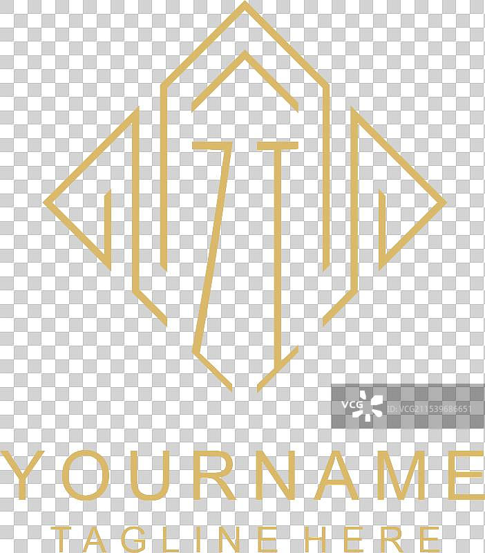 初始标志ZI字母组合，菱形线条风格图片素材