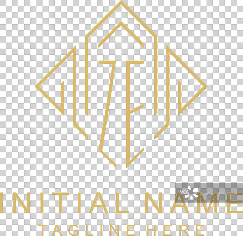 初始标志字母组合，菱形线条风格图片素材