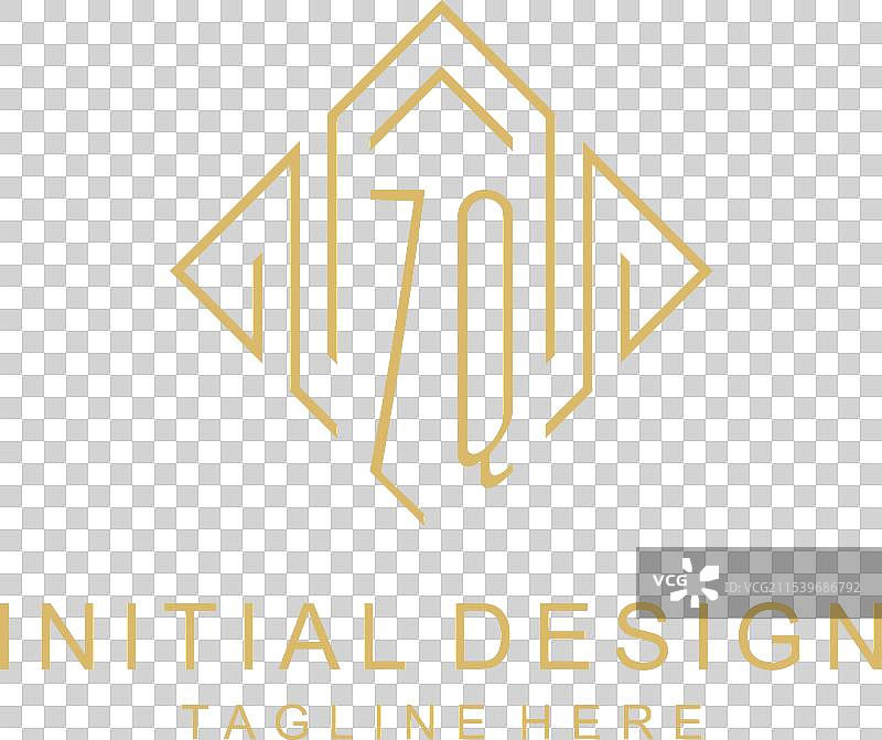 初始标志 ZQ 字母组合，菱形线条风格图片素材