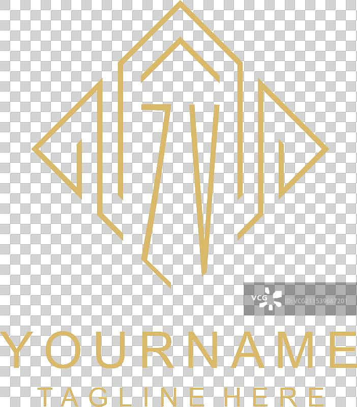 初始logo zv字母组合，菱形线条风格图片素材
