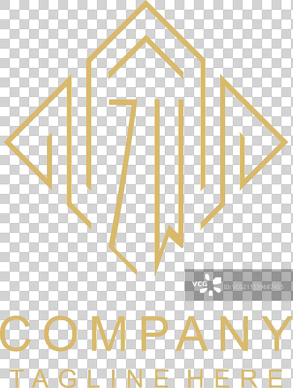 初始logo zw字母组合，菱形线条风格图片素材