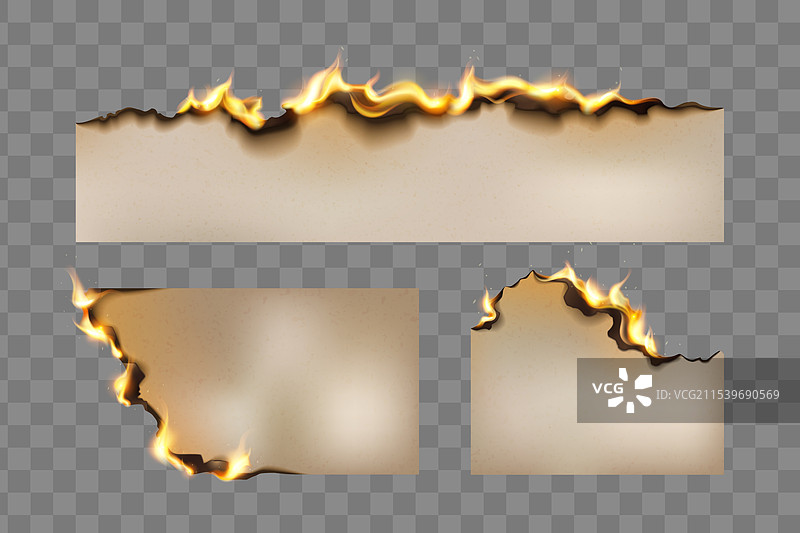 烧焦的纸边缘与火焰效果火焰纹理图片素材