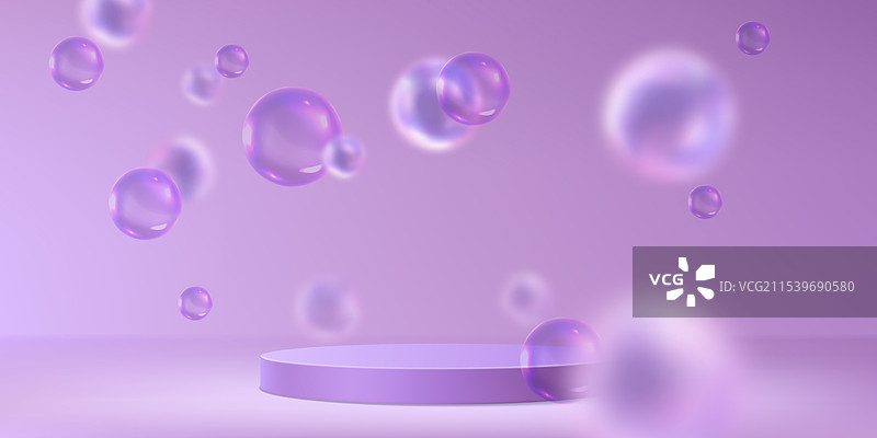 圆形讲台上空中漂浮着肥皂泡图片素材