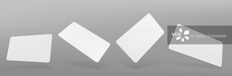 灰色背景上的空白礼品卡模型集图片素材