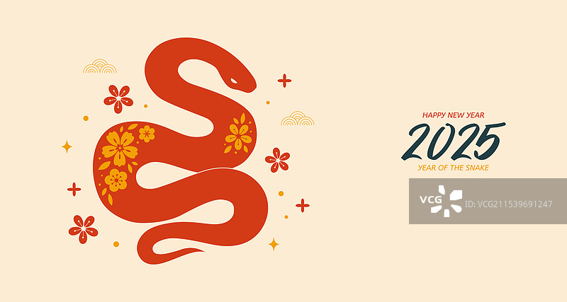 带有蛇的中国风横幅设计图片素材