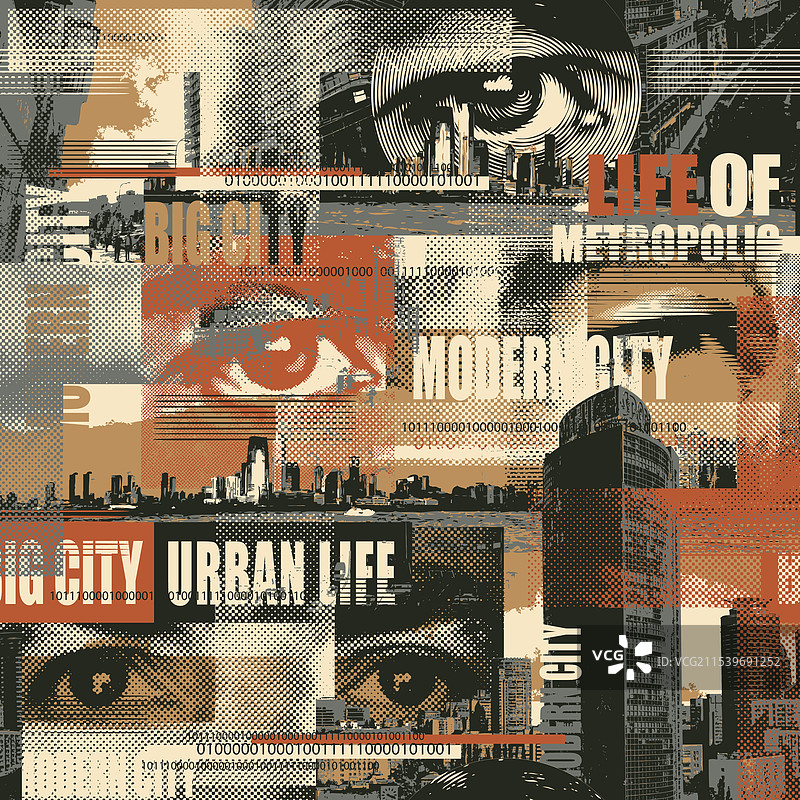 抽象的城市景观无缝图案图片素材