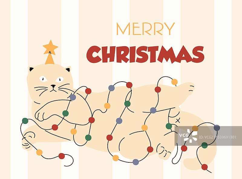 带有猫咪的快乐新年贺卡图片素材