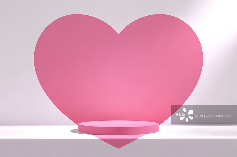 白色空房间内的3D粉色讲台，旁边有一张桌子图片素材