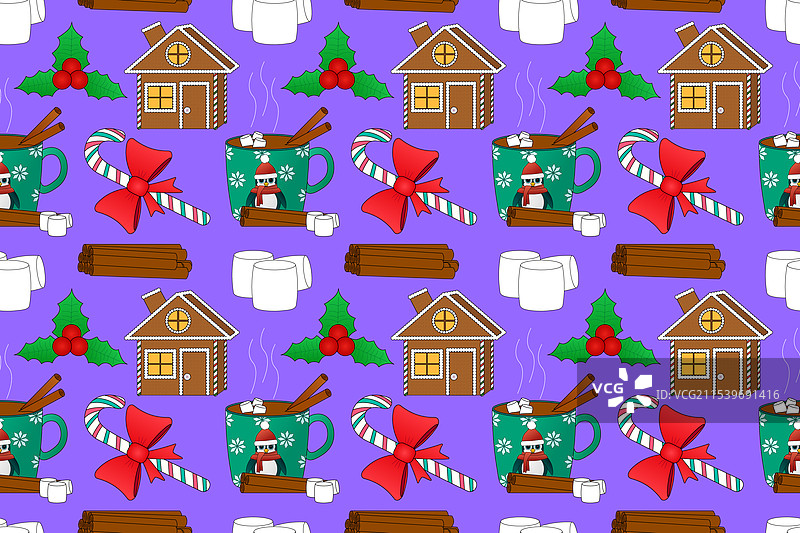 圣诞糖果和热可可图案图片素材