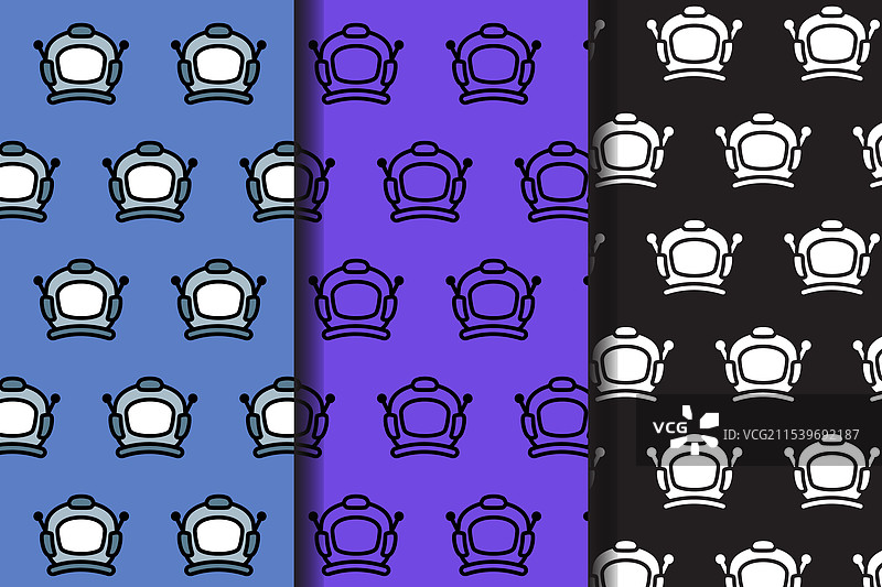 宇航员头盔无缝图案背景集图片素材