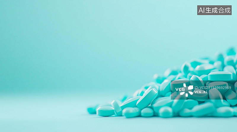 【AI数字艺术】药片药瓶特写医疗健康疾病治疗题材背景图片素材