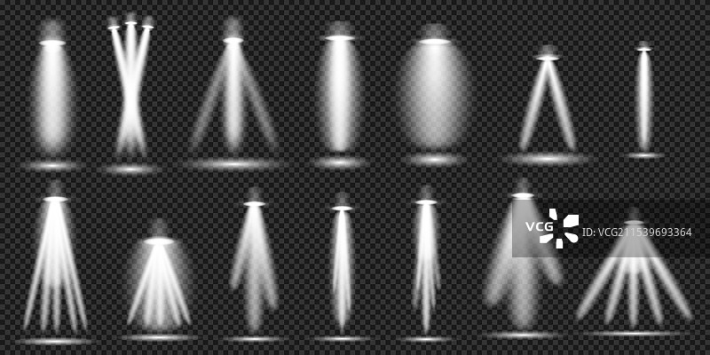 聚光灯白光效果，来自灯具的光线图片素材