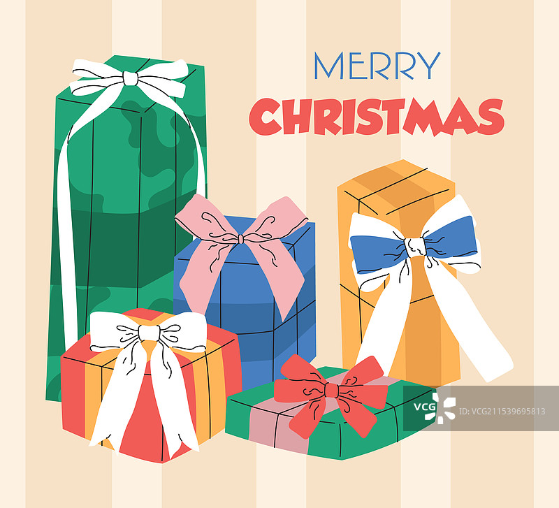 圣诞快乐贺卡与节日礼物图片素材