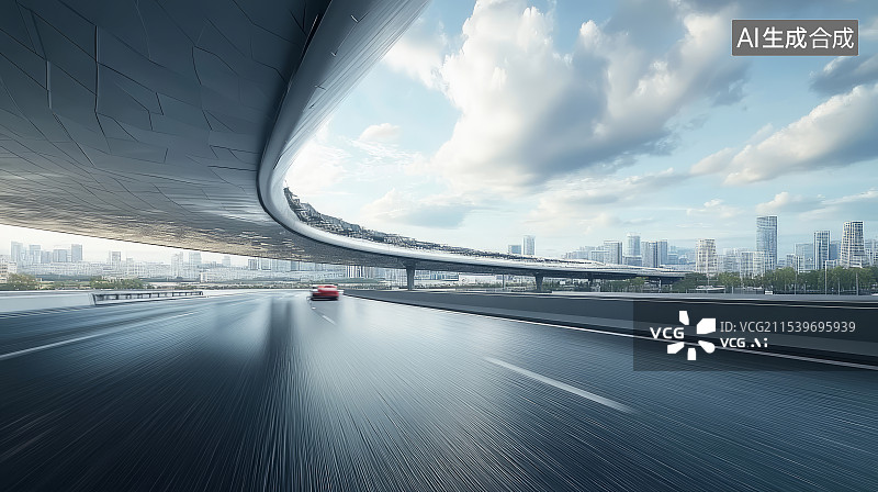【AI数字艺术】城市天际线建筑与道路图片素材