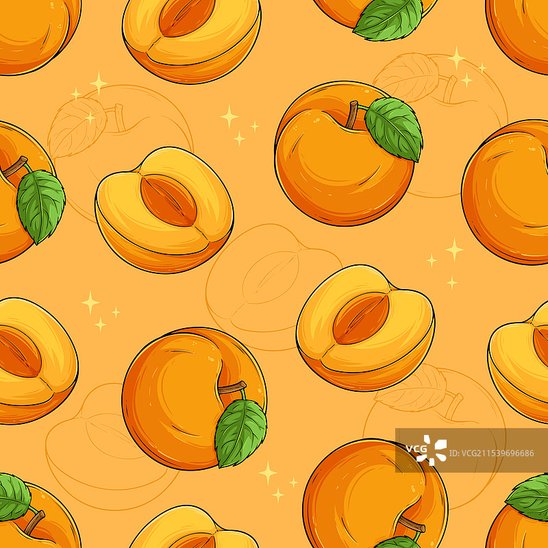 完整和半个多汁杏子的无缝图案图片素材
