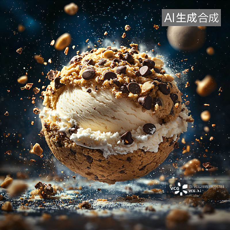 【AI数字艺术】甜品、巧克力宇宙星球、食物场景、C4D图片素材